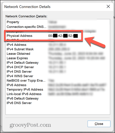 mac adresa upravljačke ploče sustava Windows 11