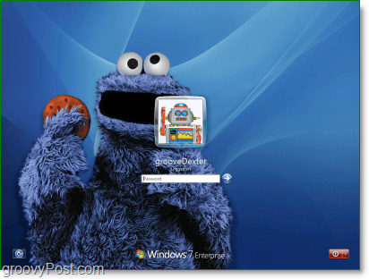 Windows 7 sa mojim omiljenim pozadinskim sezamovim Cookie Monster pozadinom