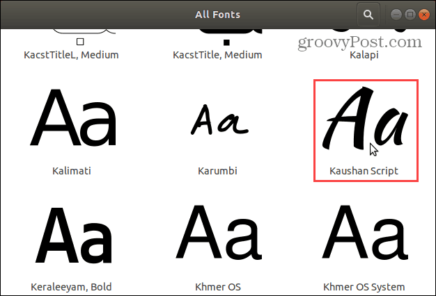 Font na popisu svih fontova