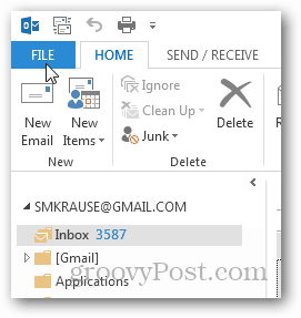 kako stvoriti pst datoteku za Outlook 2013 - kliknite datoteku