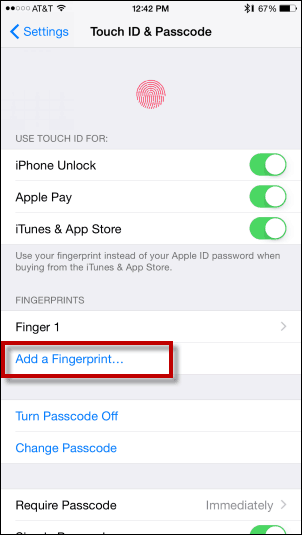 Dodirnite Add Fingerprint - Dodajte Fingerprint na Touch ID