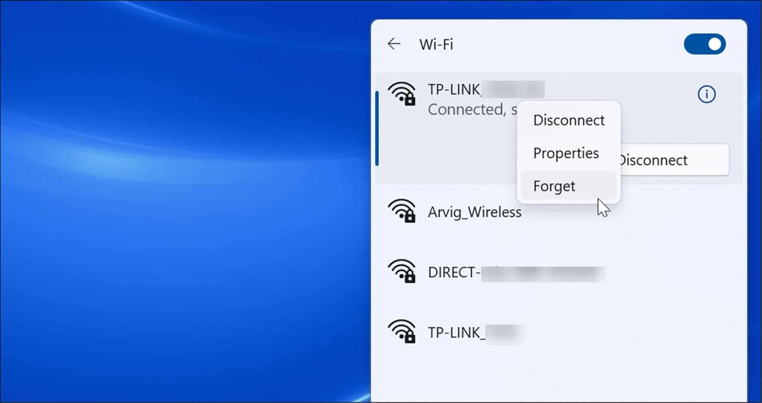 zaboraviti wi-fi mrežu na windows 11