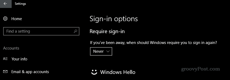 Kako onemogućiti zaslon za prijavu kada se probudite sa sustavom Windows 10