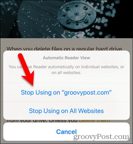 Prestanite koristiti Reading View na web mjestu ili na svim web mjestima u Safariju za iOS