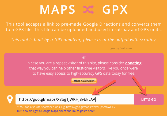 Stvaranje GPX datoteke pomoću MapstoGPX