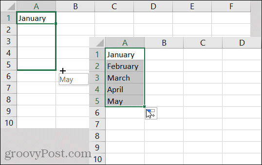 Mjeseci automatskog popunjavanja u programu Excel
