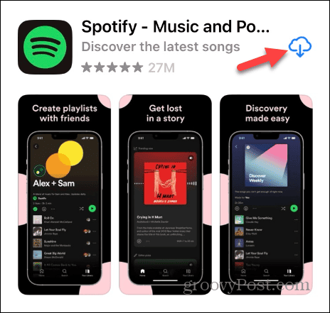 ponovno instalirajte Spotify iPhone