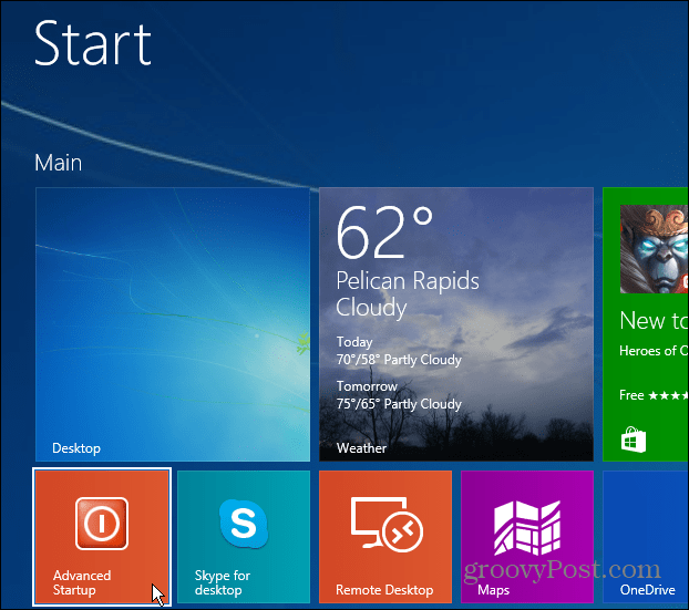 Pristupite Windows 8.1 Advanced Startup na jednostavan način