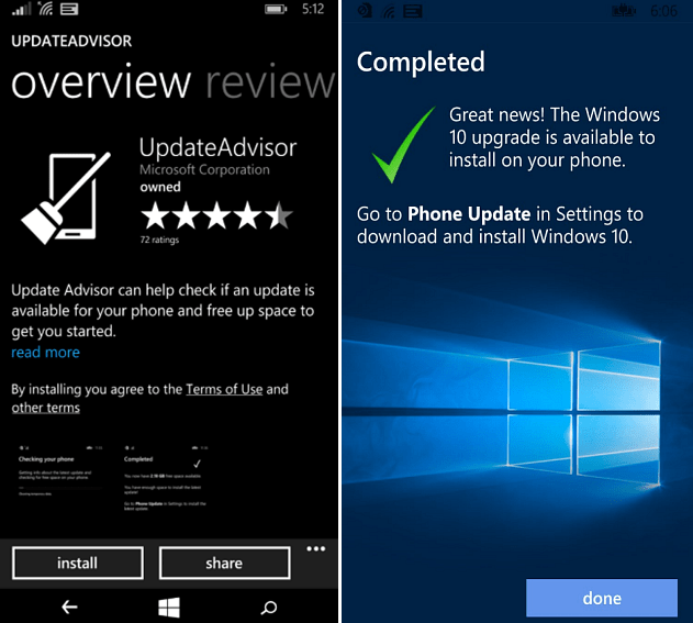 ažurirati i nadograditi savjetodavne aplikacije Windows Phone