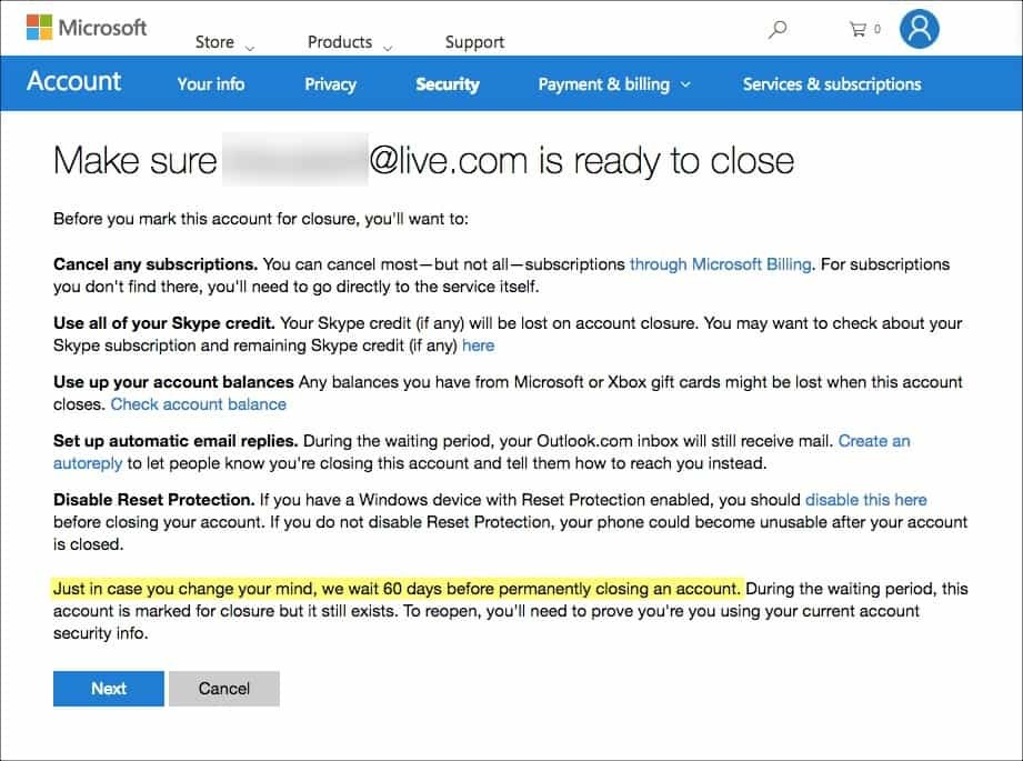 Kako trajno izbrisati svoj Hotmail, Windows Live i Outlook račun
