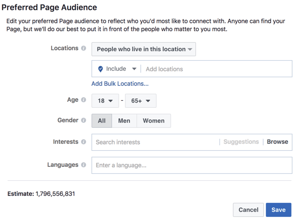 Definirajte željenu publiku kako biste pomogli Facebooku da shvati koga želite dosegnuti svojim postovima.