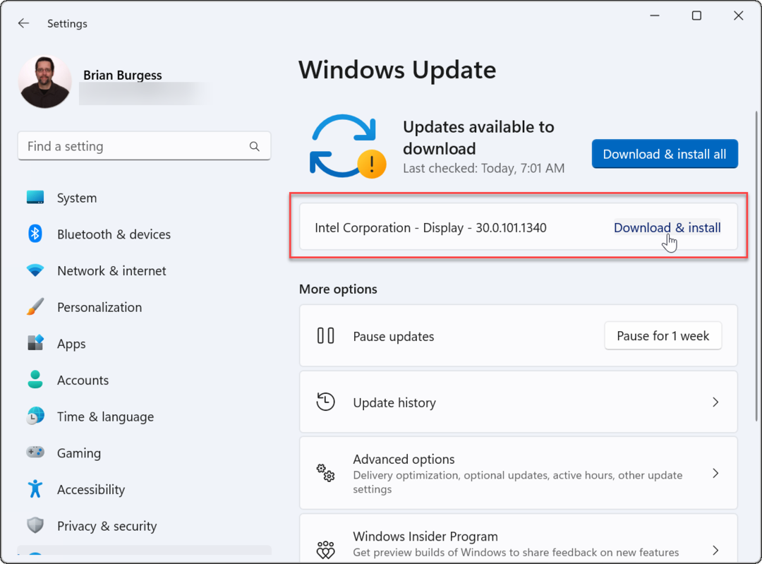 Windows Update upravljački program