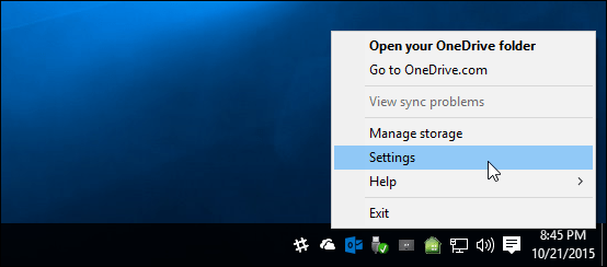 Postavke OneDrive-a Windows 10
