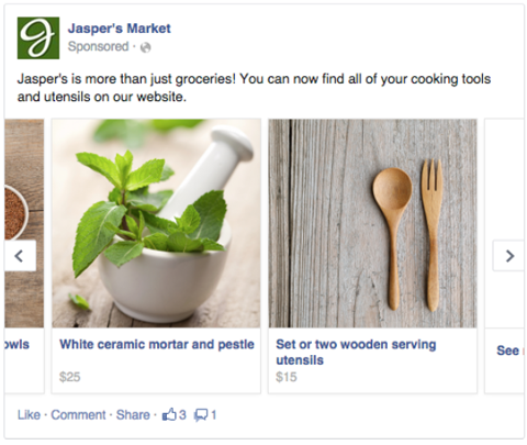 primjer facebook multiproduct oglasa