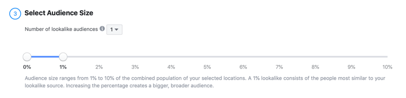 odaberite veličinu publike za Facebook nalik