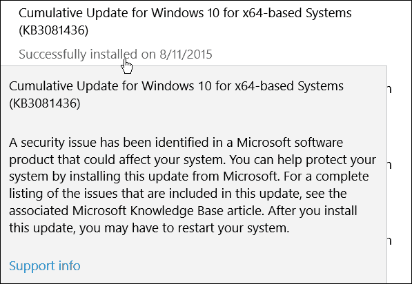 Microsoftovo drugo kumulativno ažuriranje za sustav Windows 10 (KB3081436)