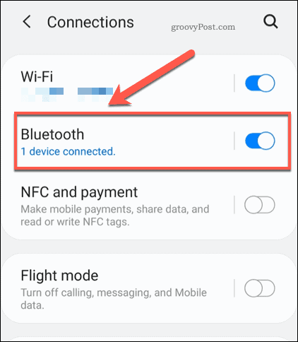 Izbornik Android Bluetooth postavki