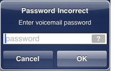 iPhone error MEssage "Lozinka neispravna unesite lozinku za govornu poštu"