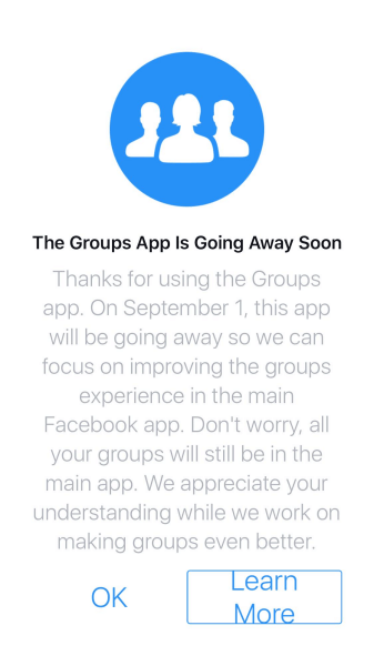 Facebook će ukinuti aplikaciju Grupe za iOS i Android nakon 1. rujna 2017.