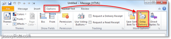 gumb za odgodu isporuke u programu Outlook 2010