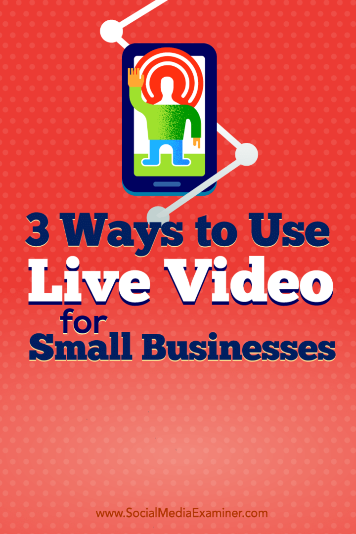 Savjeti o tri načina na koji vlasnici malih tvrtki koriste videozapise uživo.