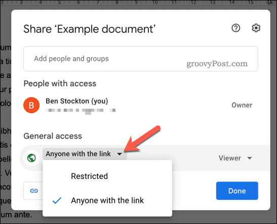 Postavite dopuštenja dijeljenja za Google dokumente