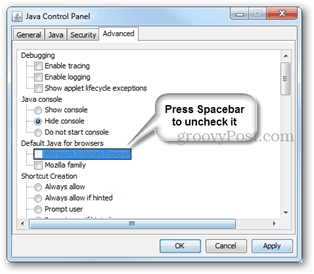 onesposobiti Internet Explorer Java