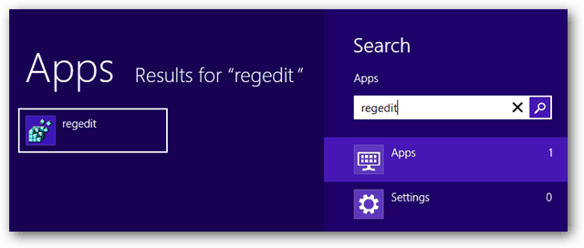 Windows 8 aplikacija regedit
