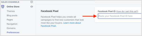 Zalijepite svoj Facebook Pixel ID u Shopify.