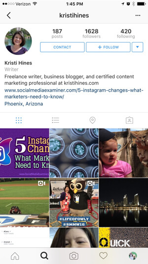 primjer instagram poslovnog profila