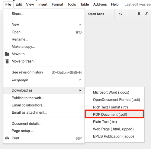 Google pogon omogućuje izvoz bilo kojeg dokumenta u PDF obliku.