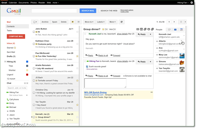 Gmail Labs: Novo okno za čitanje, baš kao i Outlook