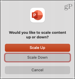 Odaberite Scale Up ili Scale Down