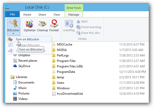 Vrpca za pregled datoteka BitLocker