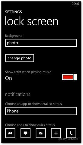 Windows Phone 8 prilagodite opcije zaključanog zaslona