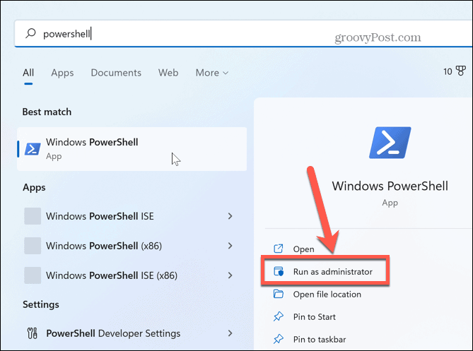 Windows 11 pokrenite PowerShell kao administrator