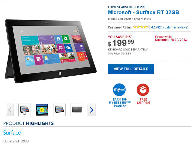 Najbolja ponuda ponude za crni petak: Microsoft Surface RT 32 GB 199 dolara