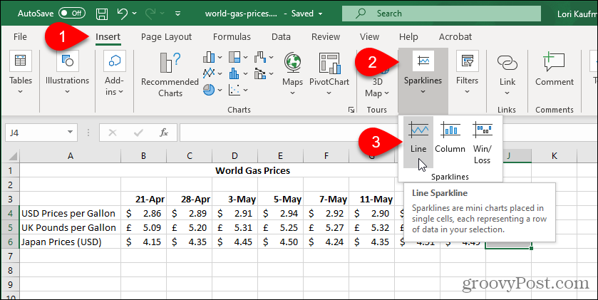 Odaberite Excel Sparkline Type