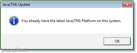 Slika zaslona: Windows 7 Java Update Provjerite kompletan Jucheck.exe