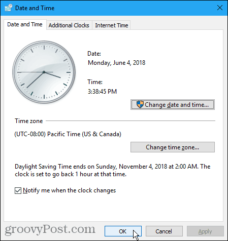 Dijalog i datum i vrijeme u sustavu Windows