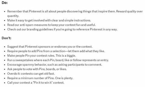 pravila natjecanja za pinterest
