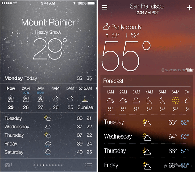 Yahoo i iOS 7 Weather Apps