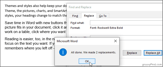 Dvije zamjene fonta napravljene u Wordu