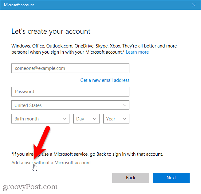Dodajte korisnika bez Microsoftovog računa