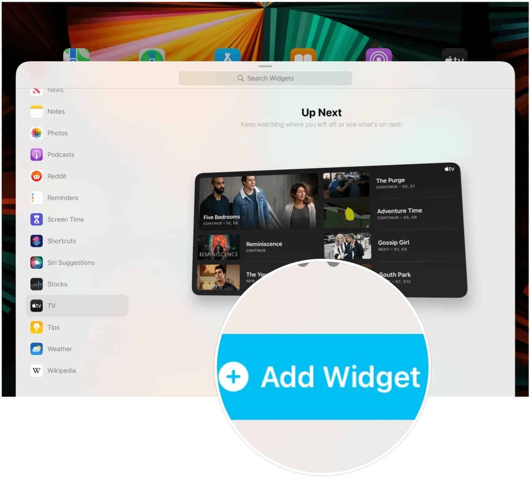widget za dodavanje iPad -a