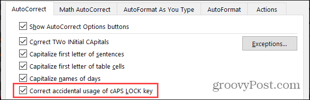 AutoCorrect Caps Lock na sustavu Windows