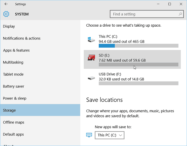 Windows 10 za pohranu postavki