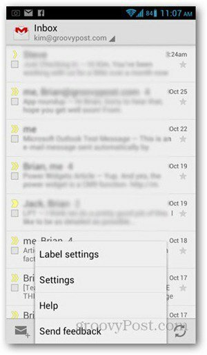 postavke usluge Gmail