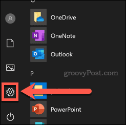 Ikona Postavke izbornika Windows Start ikona zupčanika