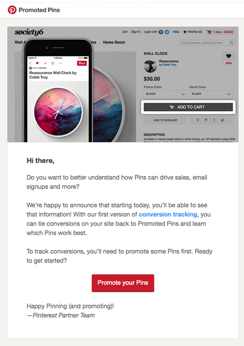 Pinterest Promovirano praćenje pretvorbe pin-a